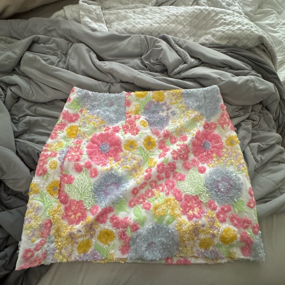 Lilly Pulitzer Pastel Floral Embroidered Mini Skirt